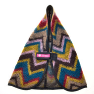 The Hobby Horse LarDen Stable Blanket Mexico is a triangular dog drying coat with a colorful zigzag pattern, black trim, and pink Velcro strap, styled like a horse blanket and shown flat on a white background.