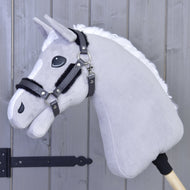 Halter with fur - leatherette Graphite Full