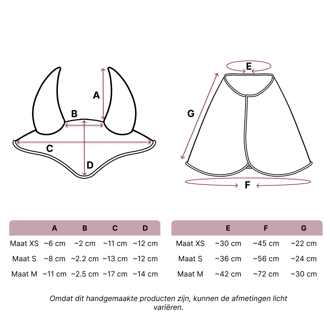 Size guide – Set XS – NL