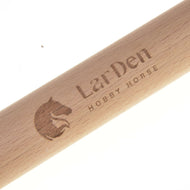 A close-up of a Lower stick Extended from Hobby Horse LarDen, engraved with a horse head logo and the words Hobby Horse LarDen.