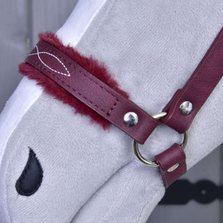Halster met bont - kunstleer Burgundy