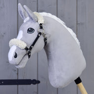 Zwart halster met bont - kunstleer