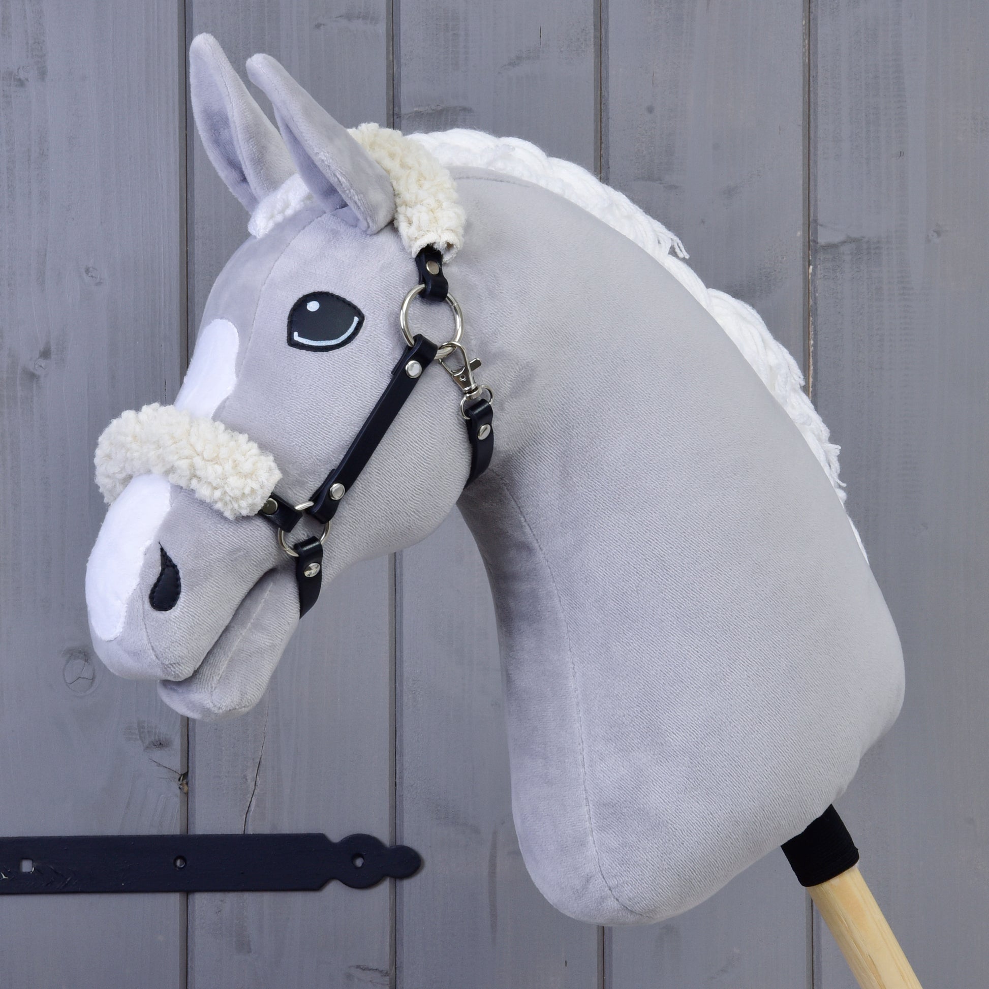 Black halter with fur - leatherette