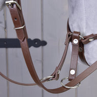 Light brown leatherette set - bridle, reins and martingale