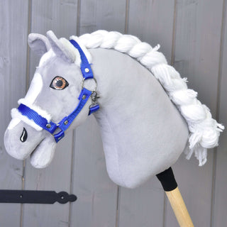 Halster blauw met bont