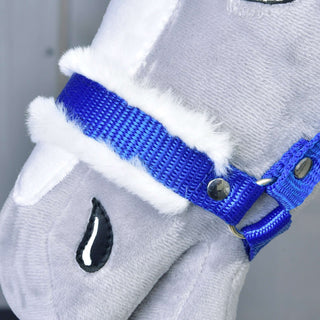 Halster blauw met bont