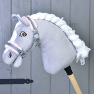 Halster grijs met roze bont