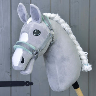 Halster grijs met mint bont