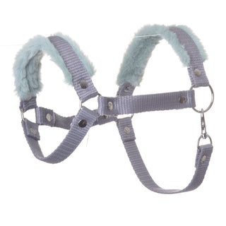Halster grijs met mint bont