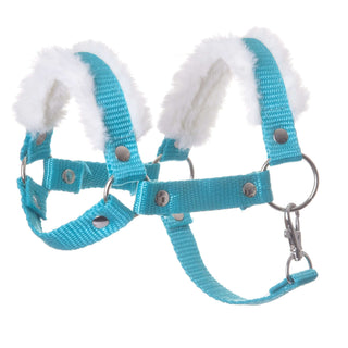 Halster turquoise met bont