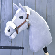 Brown halter with fur - leatherette