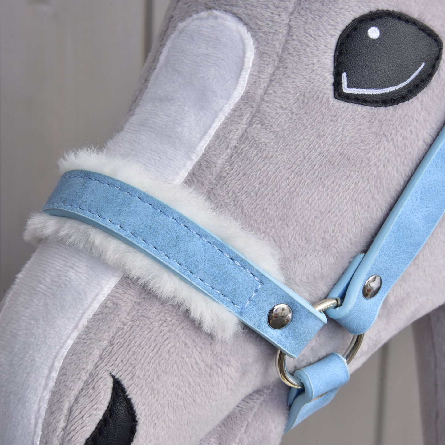 Halster met bont - kunstleer Pastel Blauw