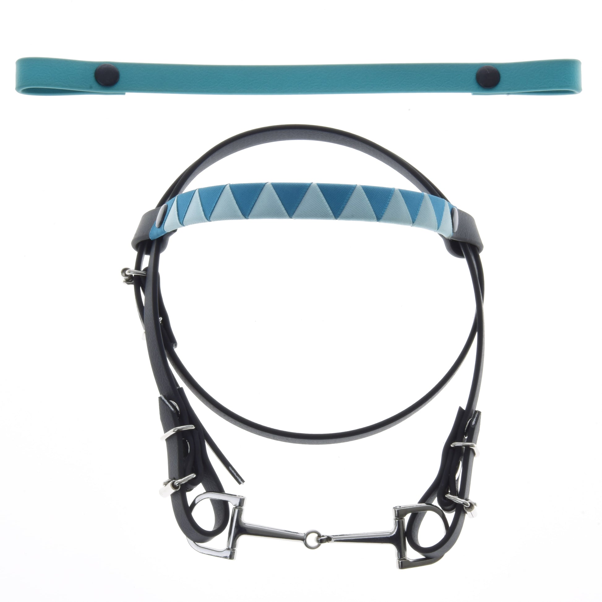 Hoofdstel met 2 hoofdbanden turquoise (maat M)