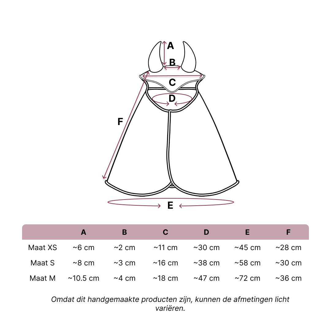 Size guide – Raincoat XS – NL