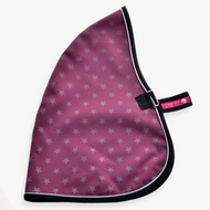 Stal Deken Paars van Hobby Horse LarDen met lichtgrijze sterren, zwarte bies en een zwarte band met een roze label, afgebeeld op een witte achtergrond.