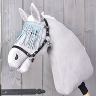 Halter black with fringes turquoise light