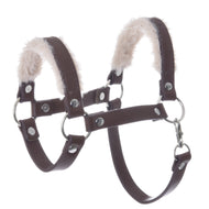 Halter with fur - leatherette Walnut