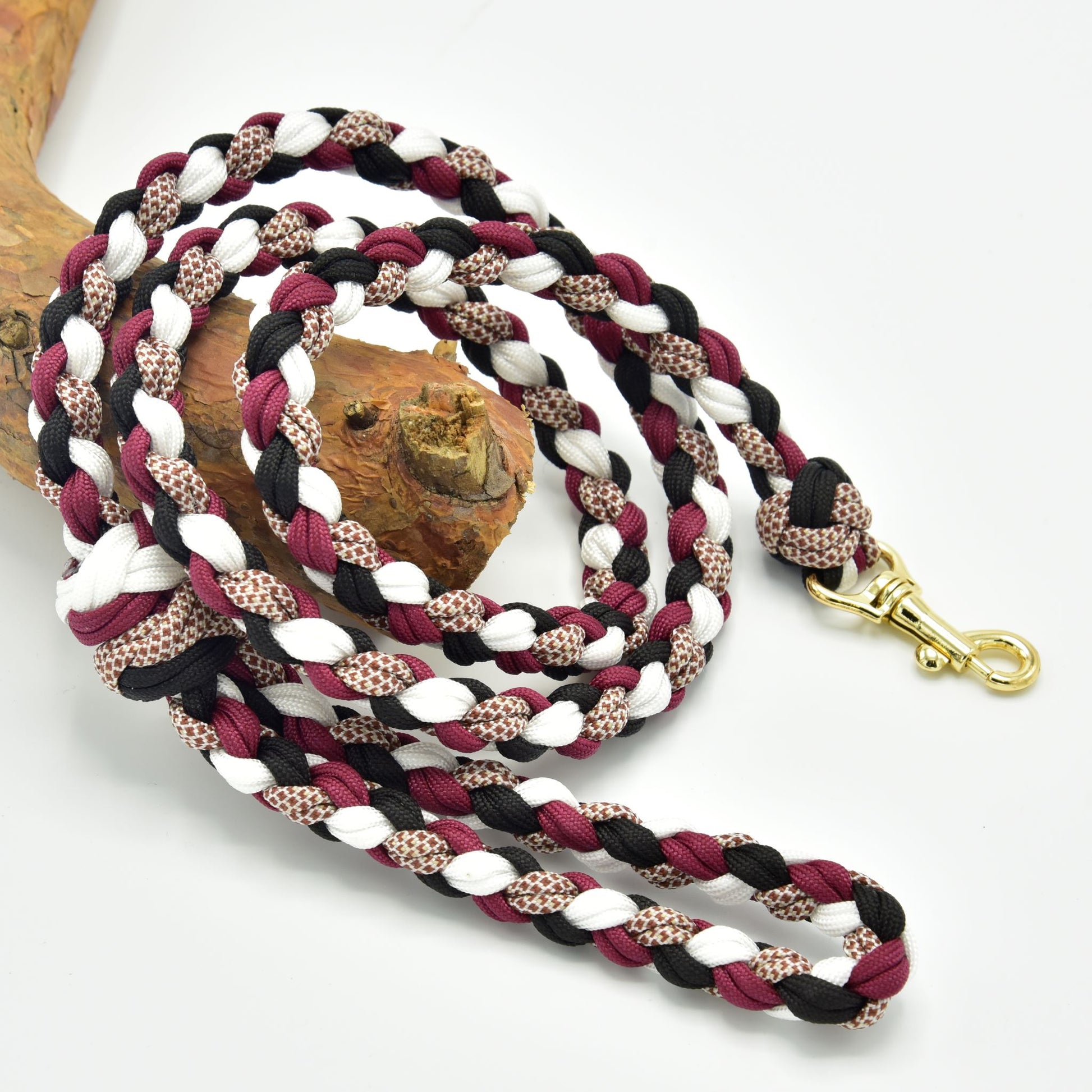 Hobby Horse - Braided lead rope black/white/bordeaux