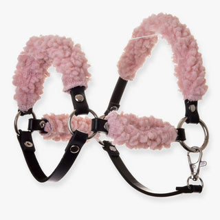 Black halter with Old Rose Fur Complete - leatherette