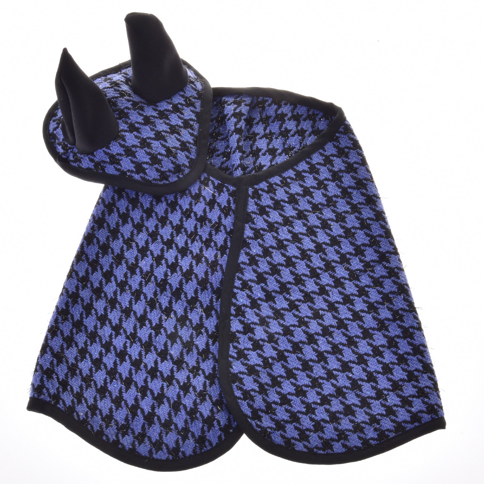 Set festive checkered blue (ear bonnet and blanket)