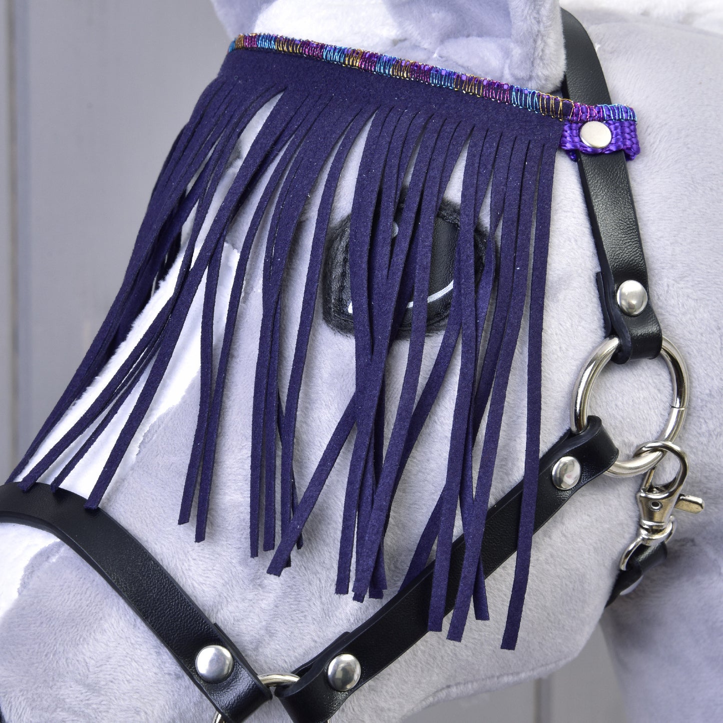 Halter black with lila fringes 1