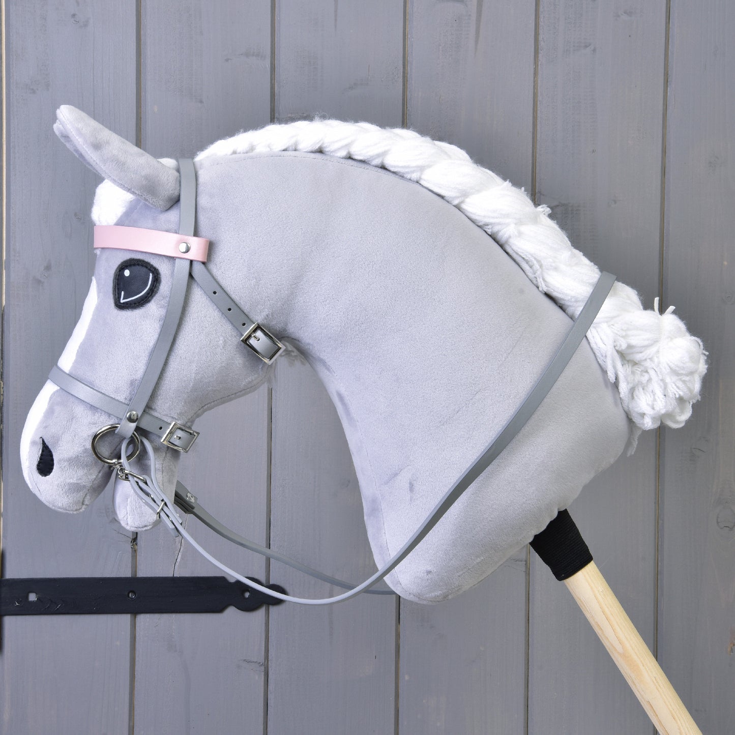 Grey leatherette set - bridle, reins and martingale (size M) 4