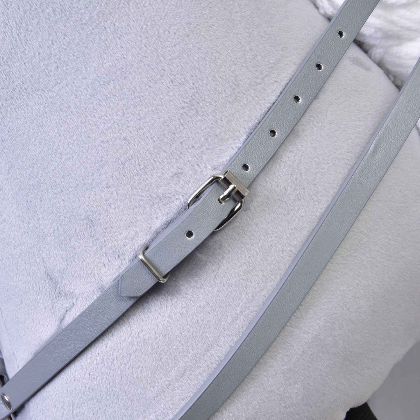 Grey leatherette set - bridle, reins and martingale (size M) 2