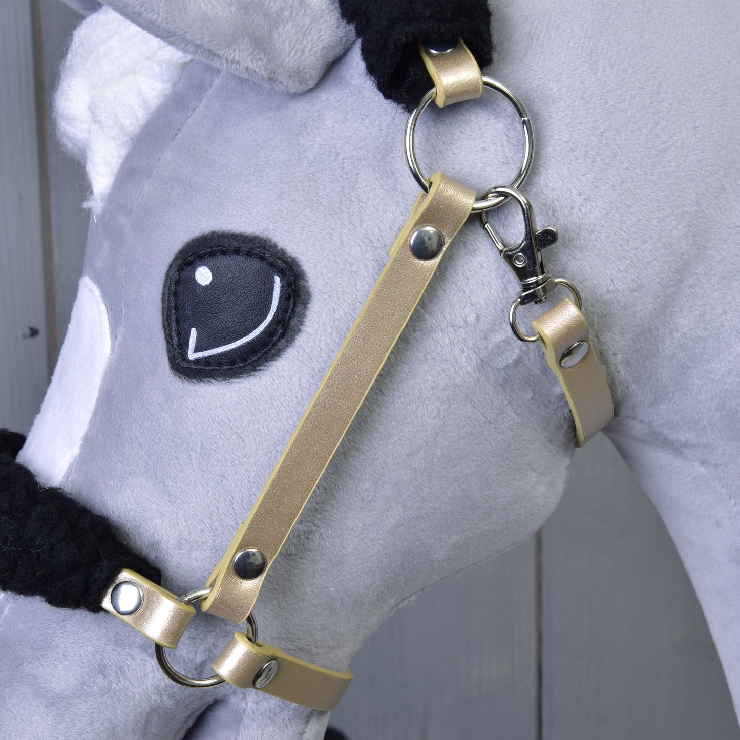 Gold halter with black fur- leatherette (size M) 2